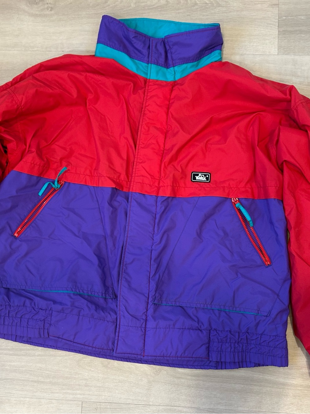 Woolrich Red, Purple & Teal Colorblock Ski Jacket